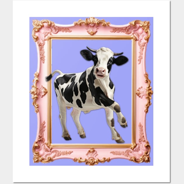 Whimsical Cow in Frame: Quirky Art Wall Art by GAGO5